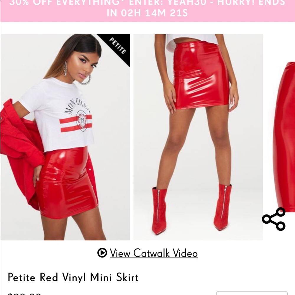 Brand new PLT red vinyl skirt - Picture 1 of 1